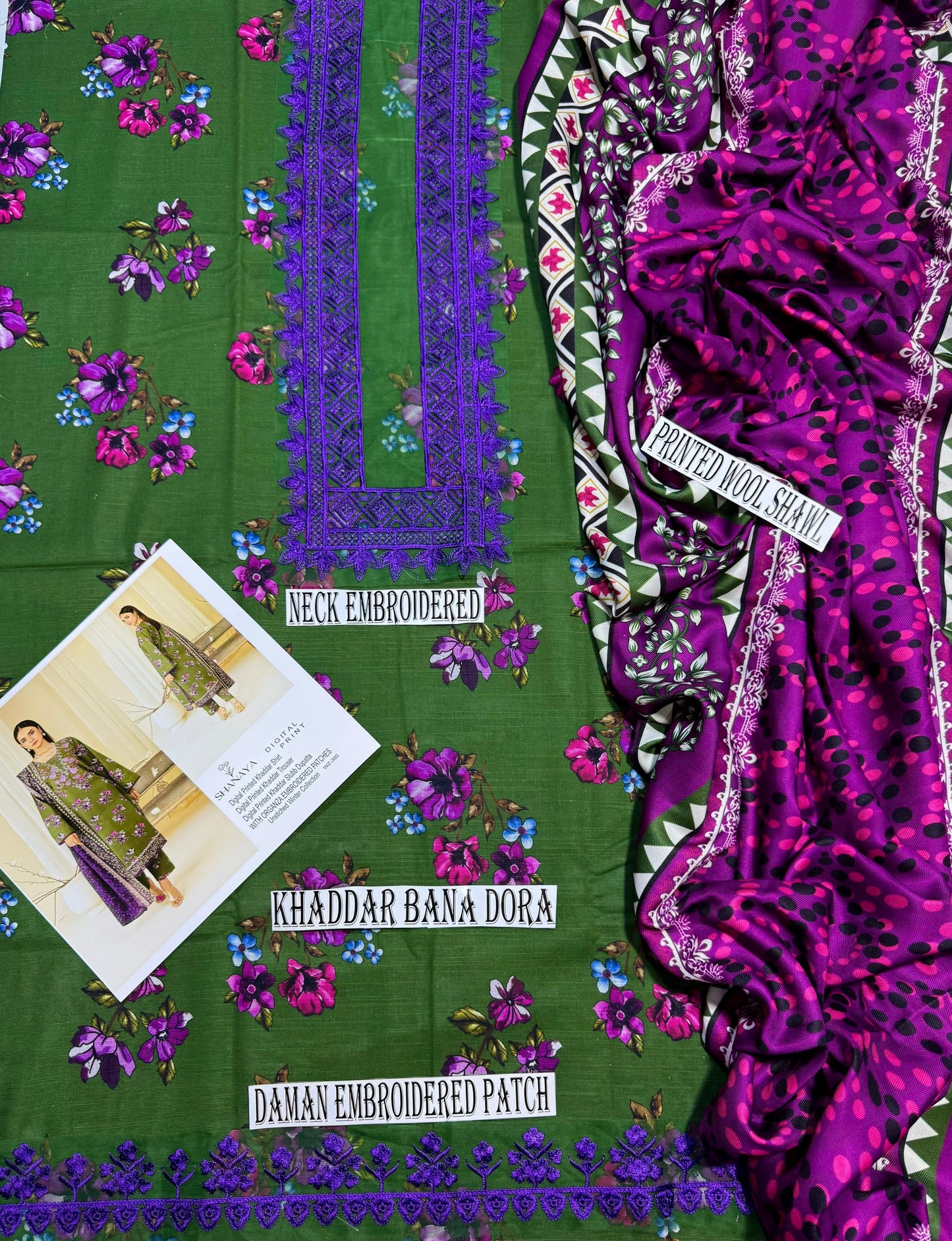 SHANAYA KHADDER UNSTICH 3pc(WA-6543)