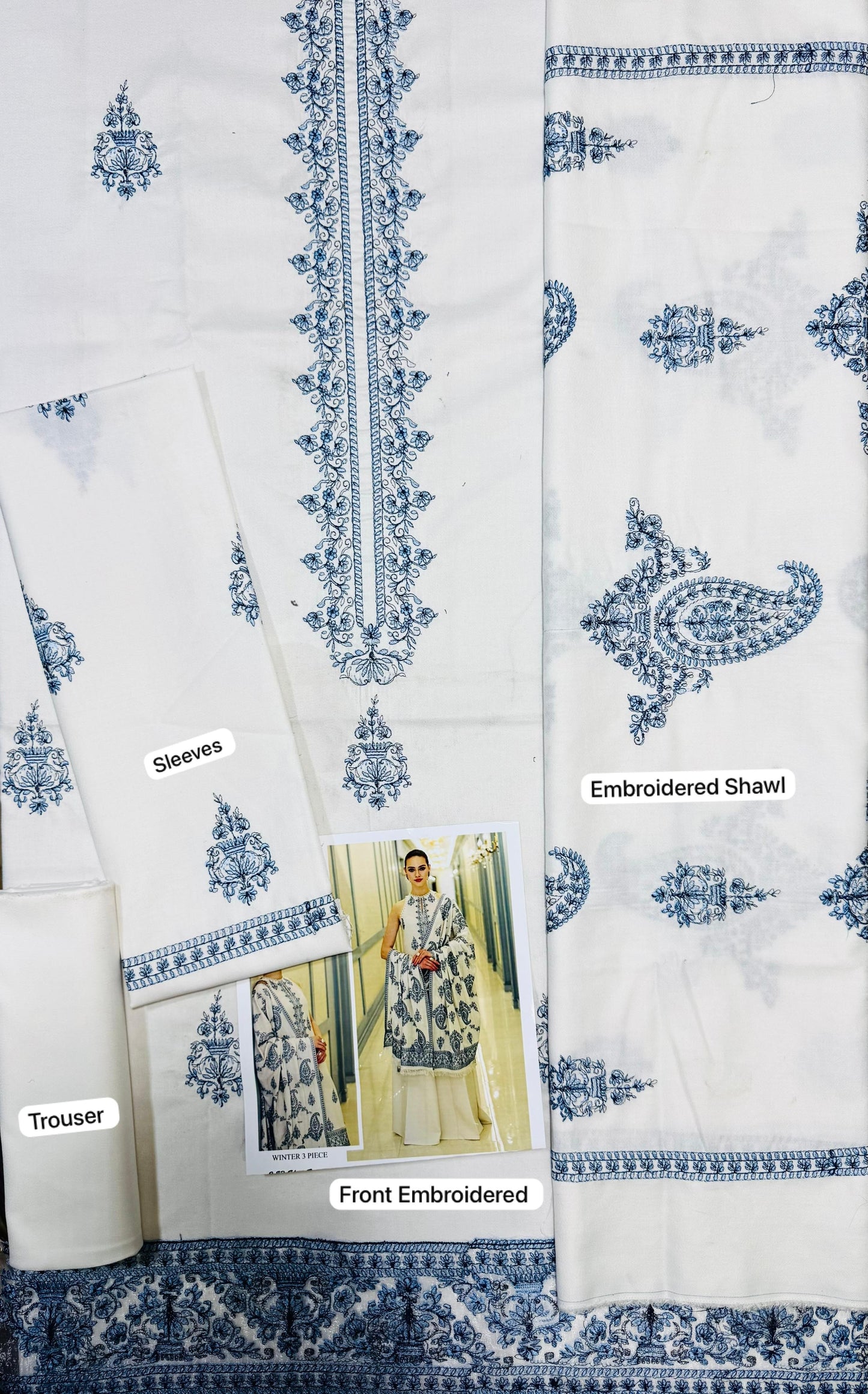 “BAREEZE” MOST DEMANDING ARTICAL DHANK EMBROIDERD UNSTICH 3PC (WA-75)