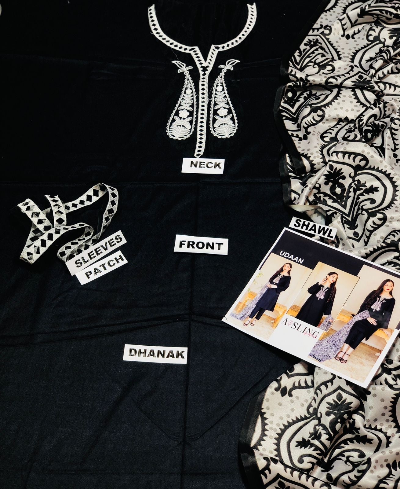 ASLING DHANAK EMBROIDERD UNSTICH 3pc (WA-444)