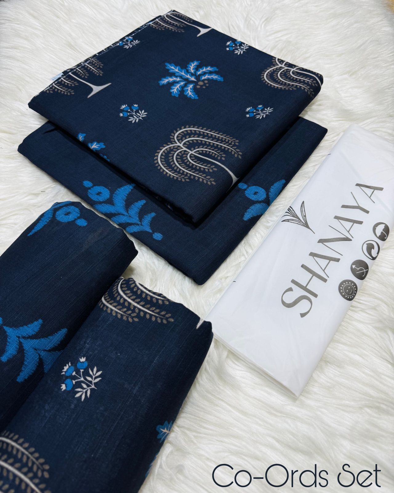 SHANAYA KHADDAR 2PC CORD-SET (DARK BLU)