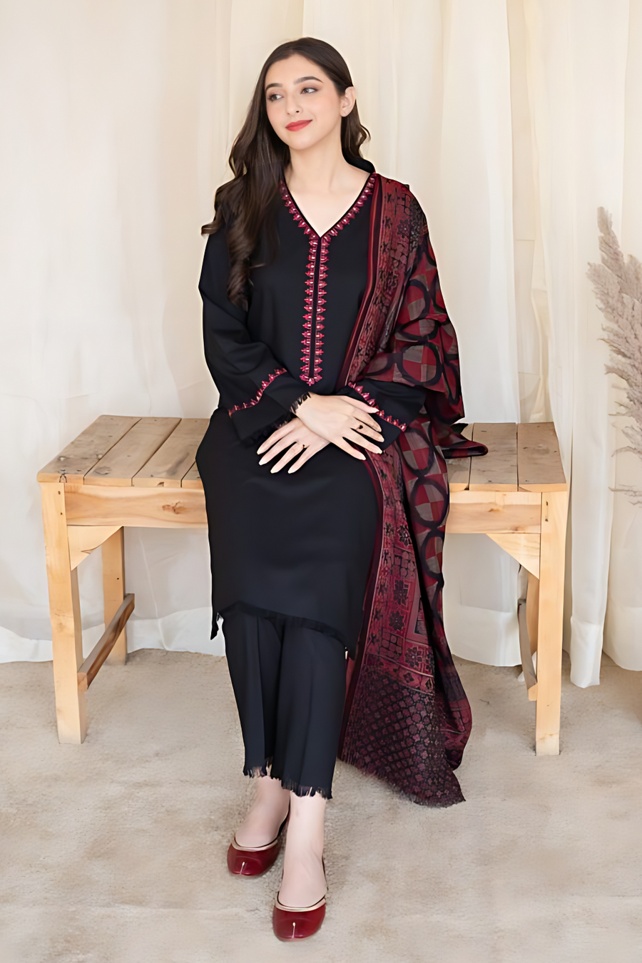 ASLING DHANAK EMBROIDERD UNSTICH 3pc (WA-855)