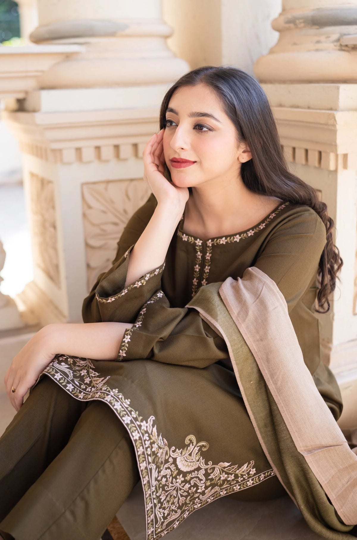 ASLING DHANAK EMBROIDERD UNSTICH 3pc (WA-722)