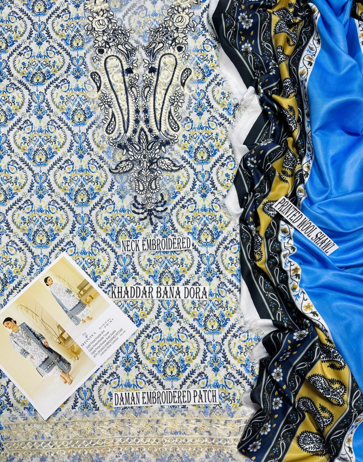 SHANAYA KHADDER UNSTICH 3pc (WA-533)