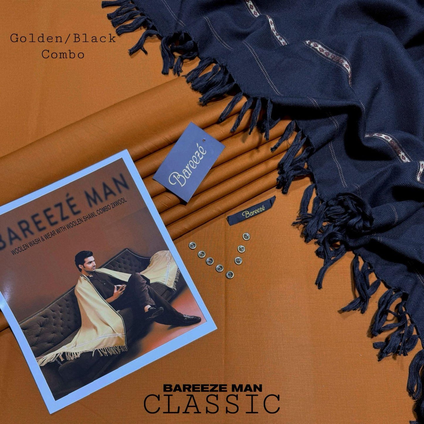 BAREEZE MAN WOOLKEN PAIR WASH&WEAR (GOLDEN)