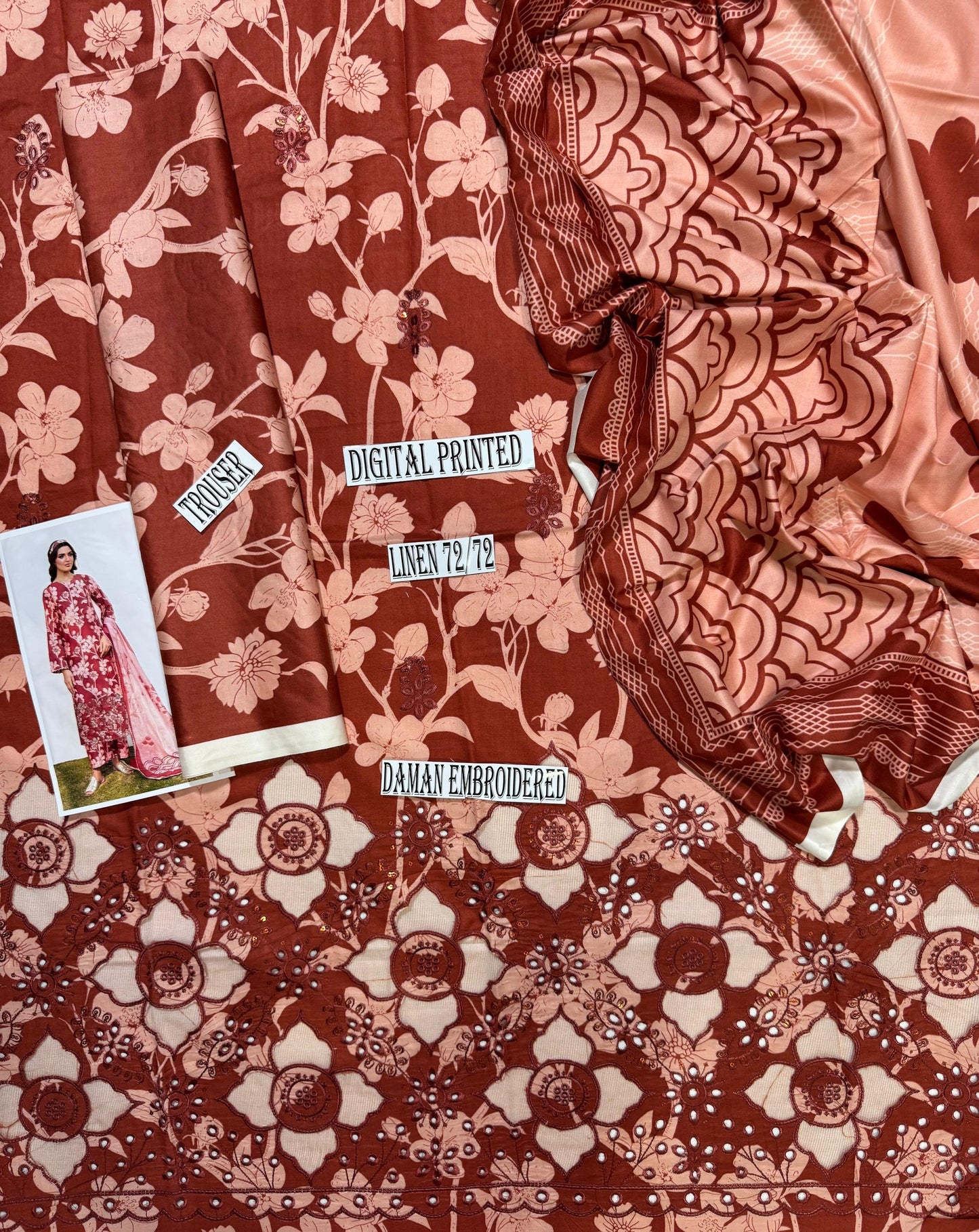 IZNIK APLIC WORK LINEN UNSTICH 3pc (WA-615)