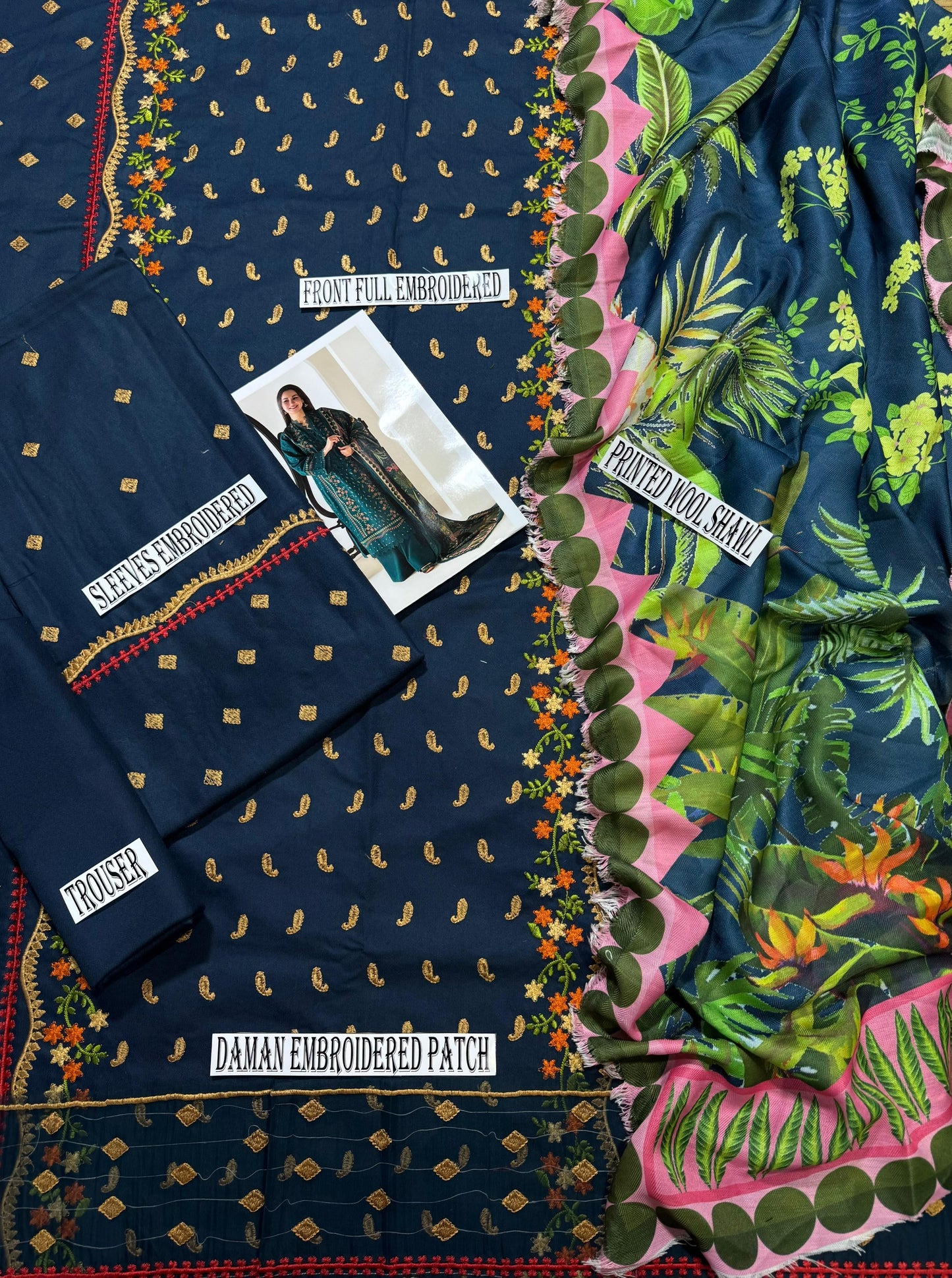 SOBIA NAZIR-DHANK EMBROIDERD UNSTICH 3pc(WA-675)