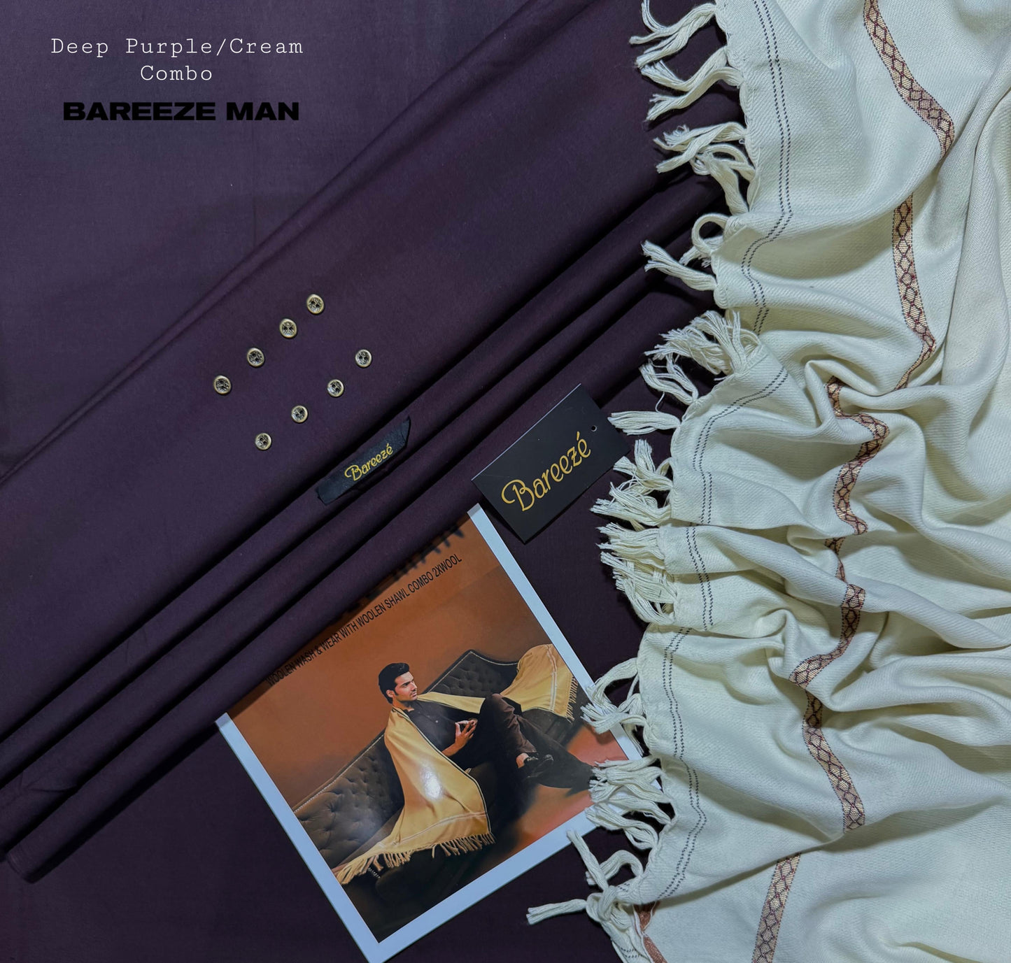 BAREEZE MAN WOOLEN PAIR WASH&WEAR (DEEP PURPAL)