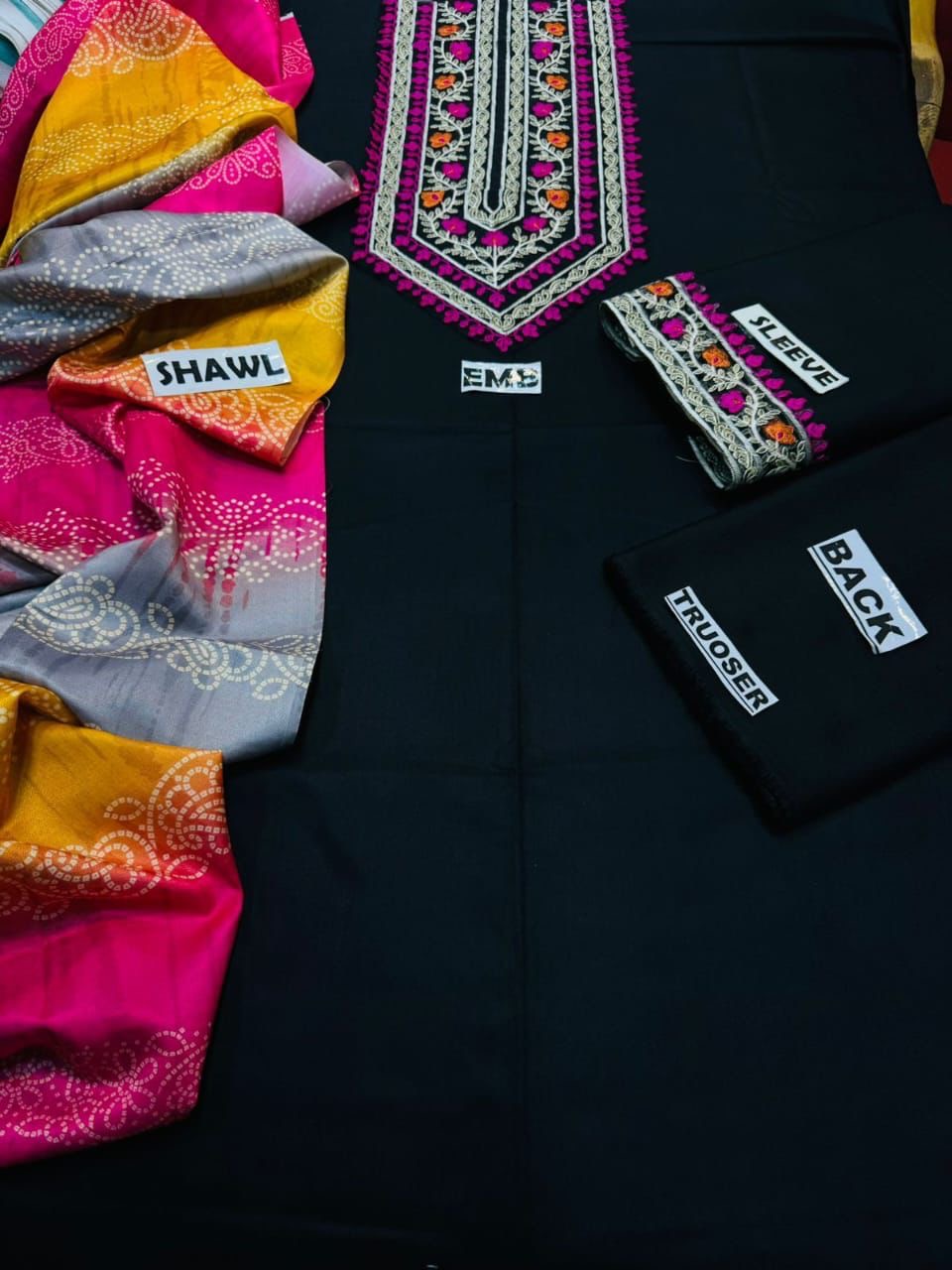 ASLING DHANAK EMBROIDERD UNSTICH 3pc (WA-646)