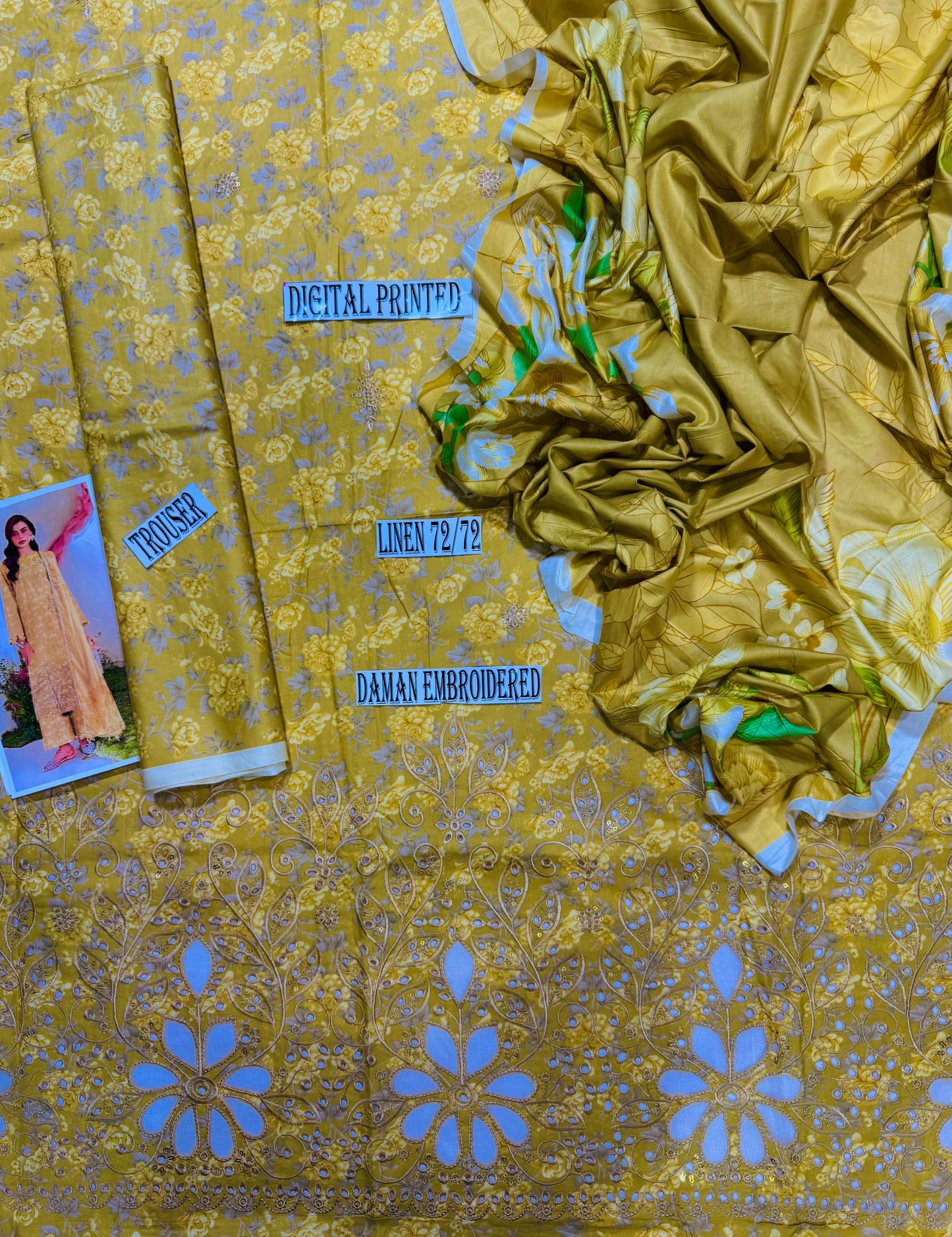 IZNIK APPLIC WORK LINEN UNSTICH 3pc(WA-788)