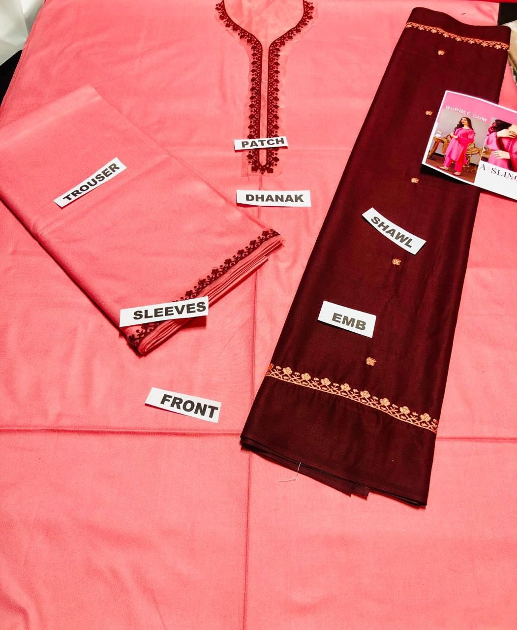 ASLING DHANAK EMROIDERD UNSTICH 3pc (WA-499)