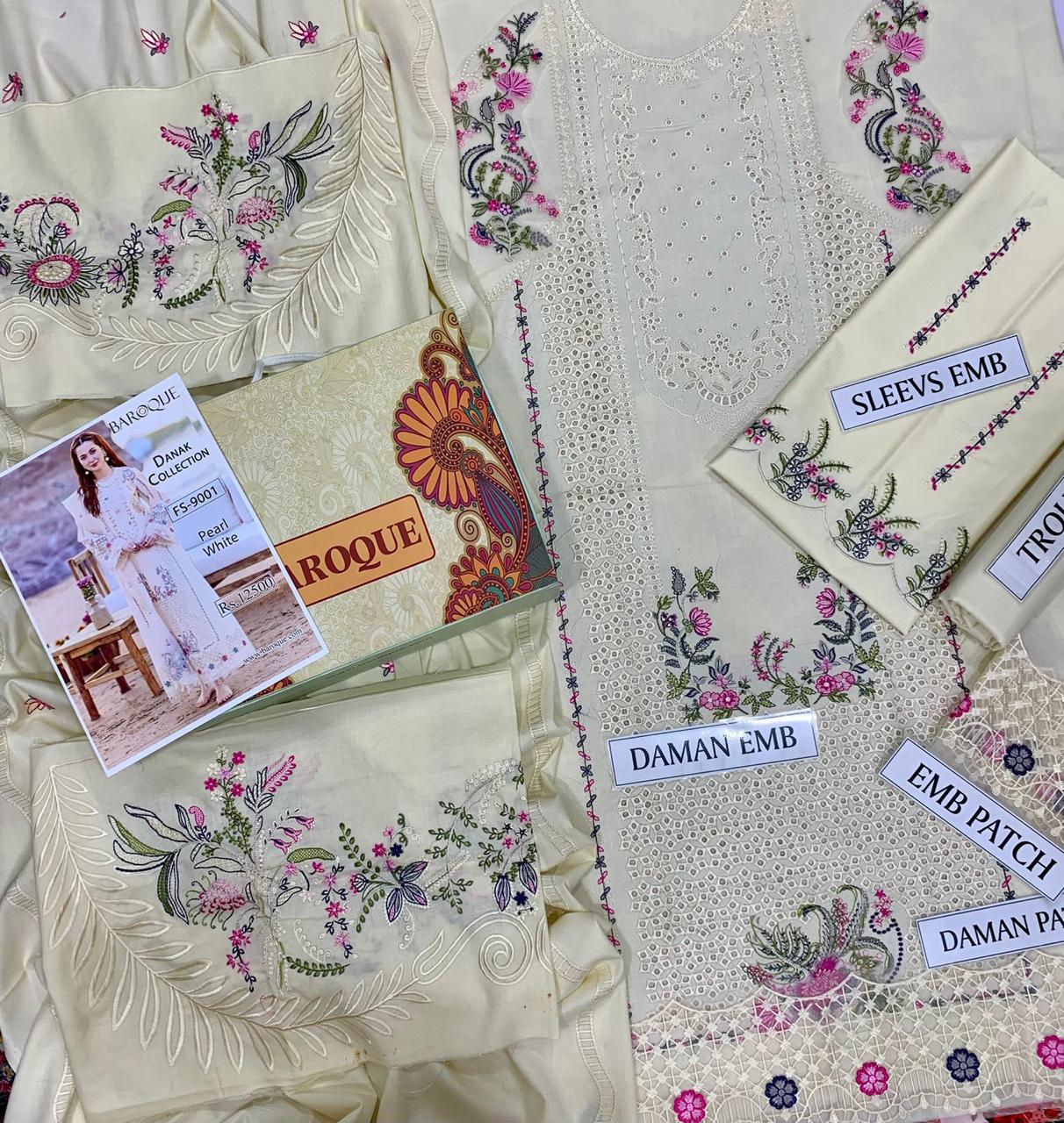 BAROUQE DHANK EMBROIDERD UNSTICH 3pc(WA-765)