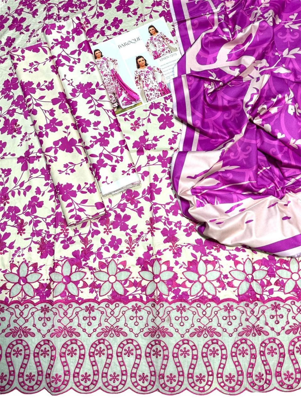 BAROUQE LUXE LASER KARI LINEN UNSTICH 3pc(WA-688)