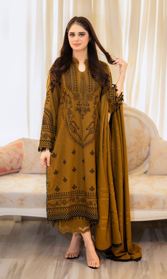 URGE DHANAK EMBROIDERD UNSTICHED 3pc DHANAK EMBROIDERED SHAWL (WA-650)