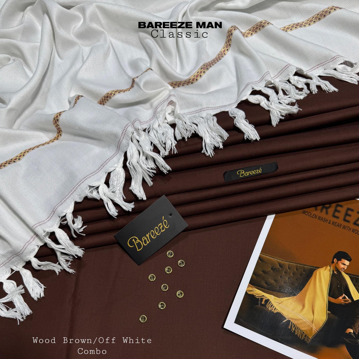 BAREEZE MAN WOOLKEN PAIR WASH&WEAR (WOOD BROWN)