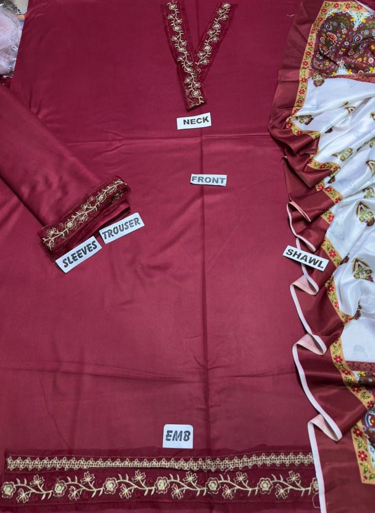 ASLING DHANAK EMBROIDERD UNSTICH 3pc (WA-521)