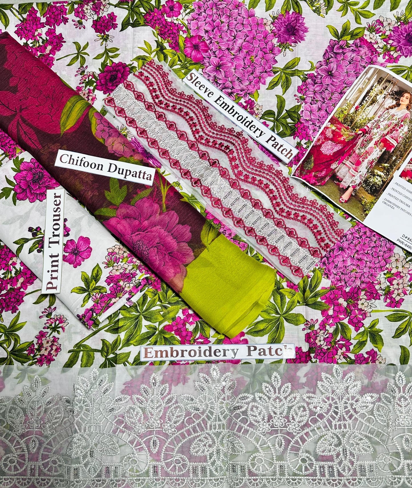 Maria B SL-2102 Embroidered Lawn Print 3pc (Unstiched)