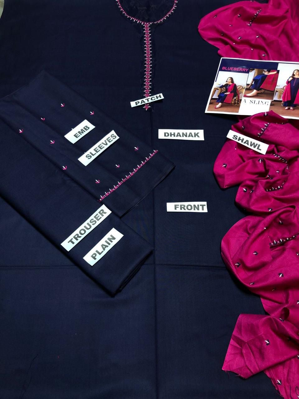 ASLING DHANAK EMBROIDERD UNSTICH 3pc (WA-389)