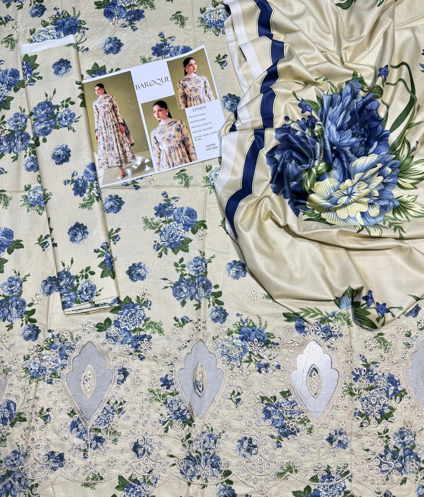BAROUQ LUXE LASER KARI LINEN UNSTICH 3pc(WA-723)