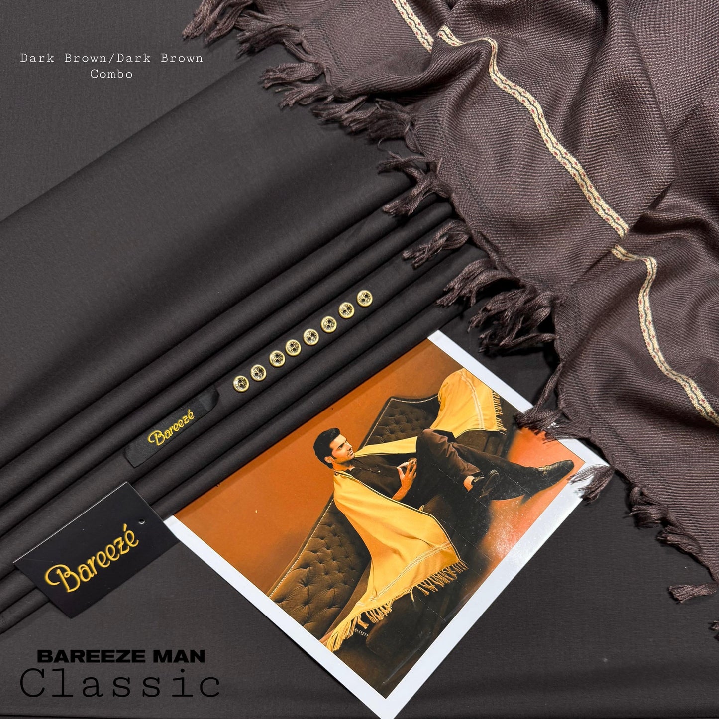 BAREEZE MAN WOOLEN PAIR WASH&WEAR (DARK BROWNISH)