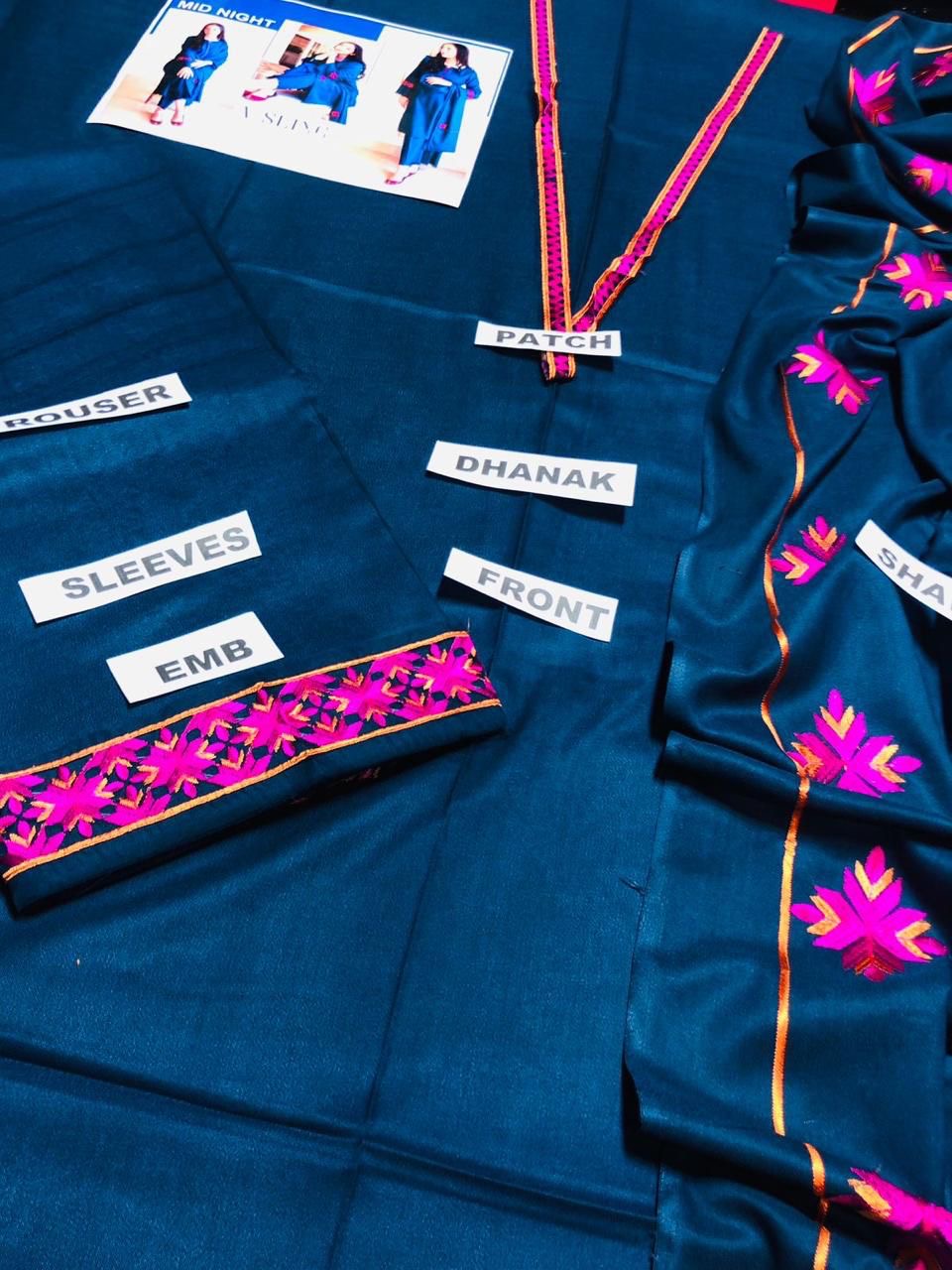 ASLING DHANK EMBROIDERD UNSTICH 3pc (WA-655)