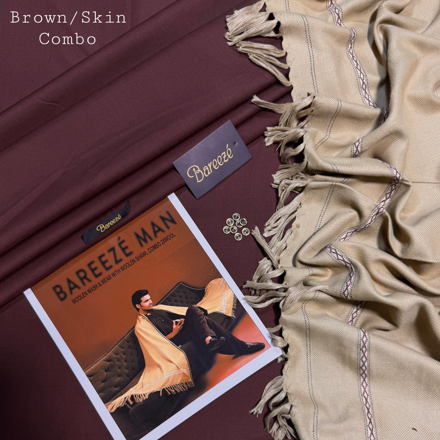 BAREEZE MAN WOOLEN PAIR WASH&WEAR (BROWN)