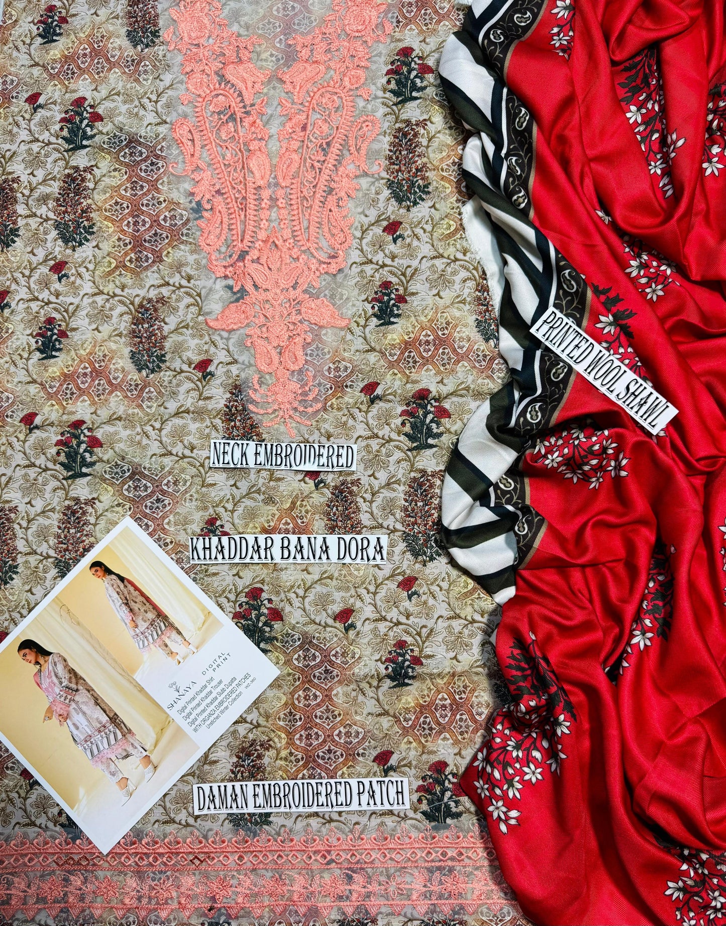 SHANAYA KHADDER UNSTICH 3pc(WA-767)