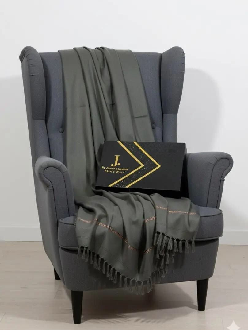 J. PREMIUM MEN,S’ SHAWL WHITH J. BOX DARK GREY(WA-490)