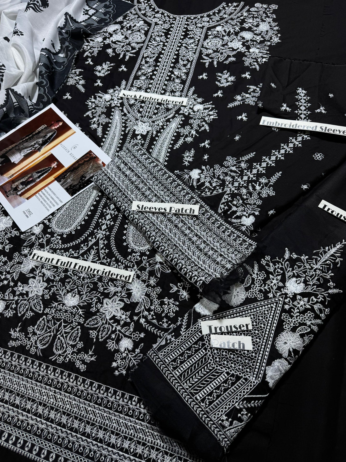 HUSSAIN REHAR EMBROIDERD LAWN UNSTICH 3PC (WA-8934)