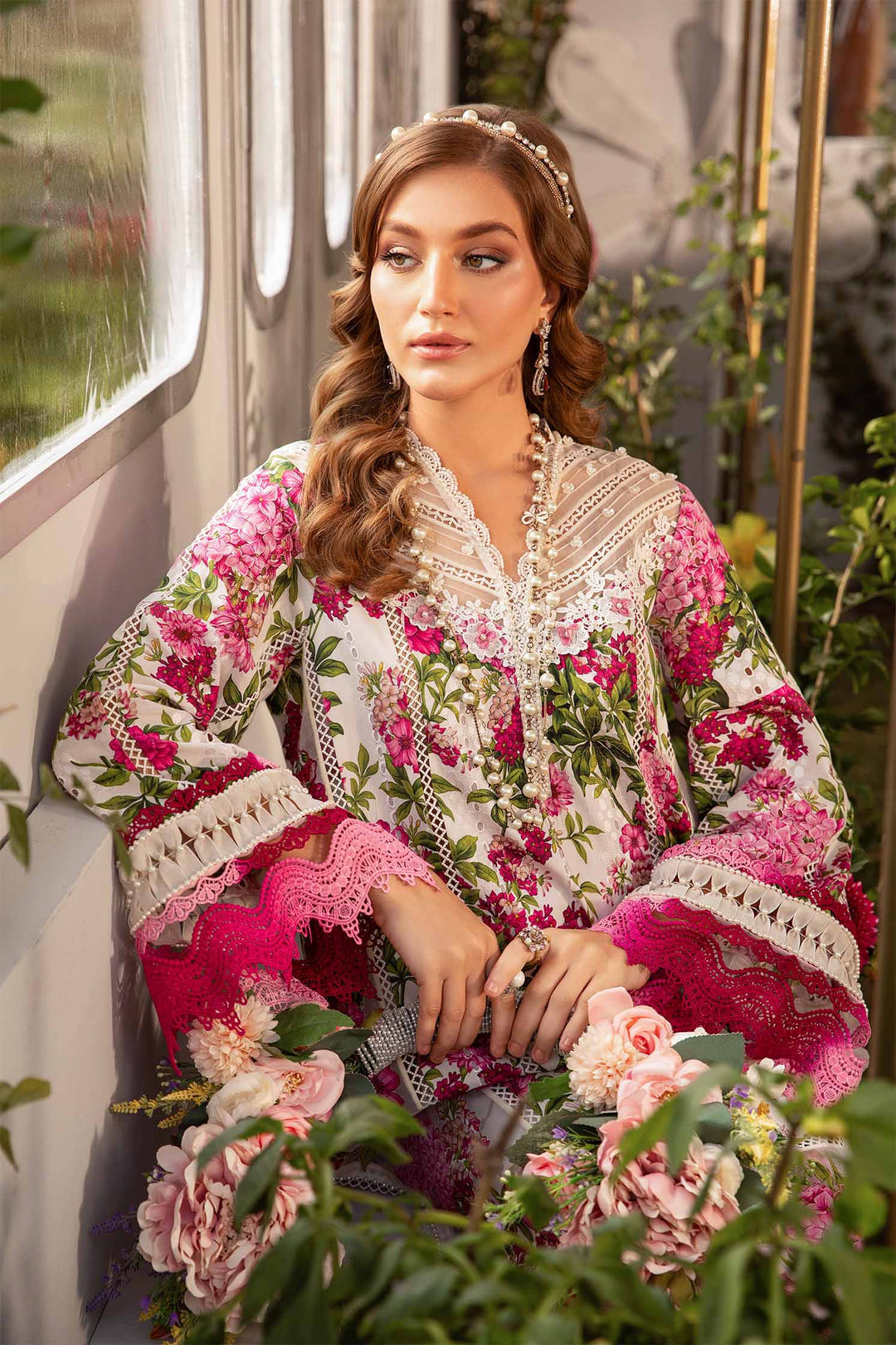 Maria B SL-2102 Embroidered Lawn Print 3pc (Unstiched)