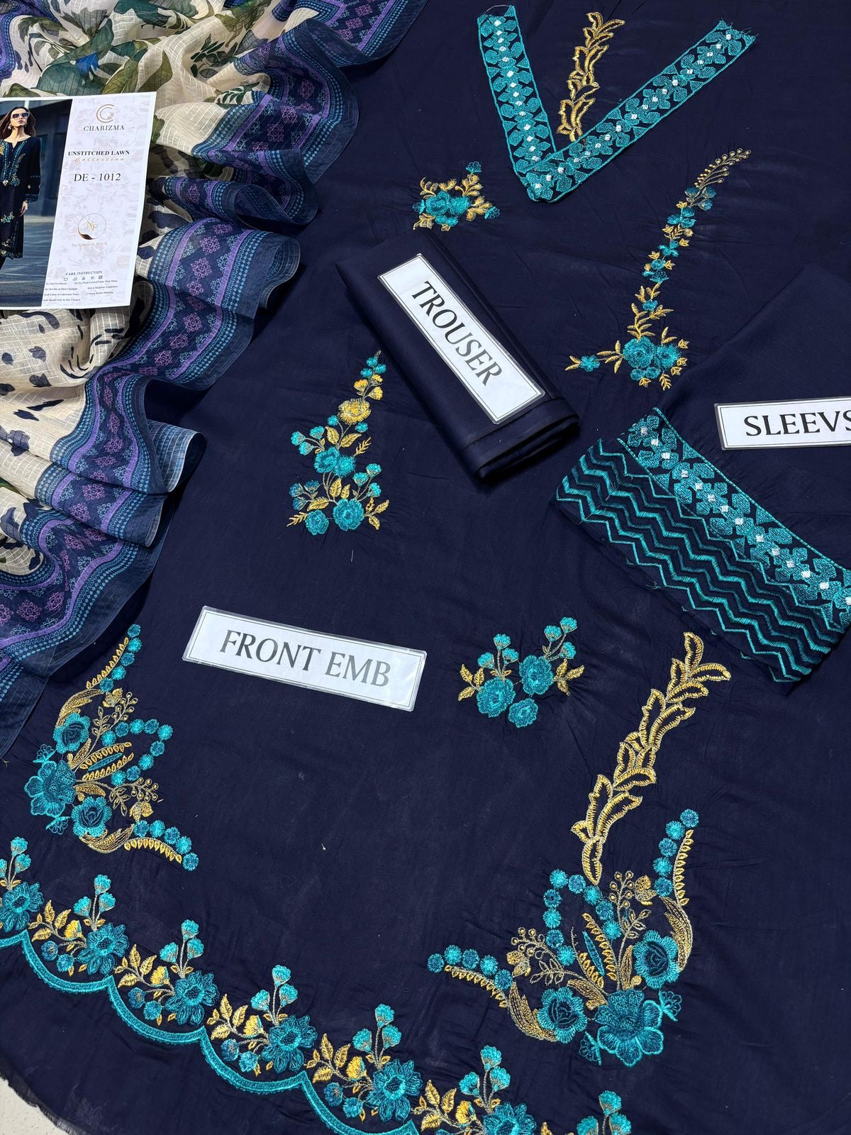 CHIRZMA MOST DEMANDING ARTICAL LAWN EMBROIDERD UNSTICH 3PC (WA-7890)