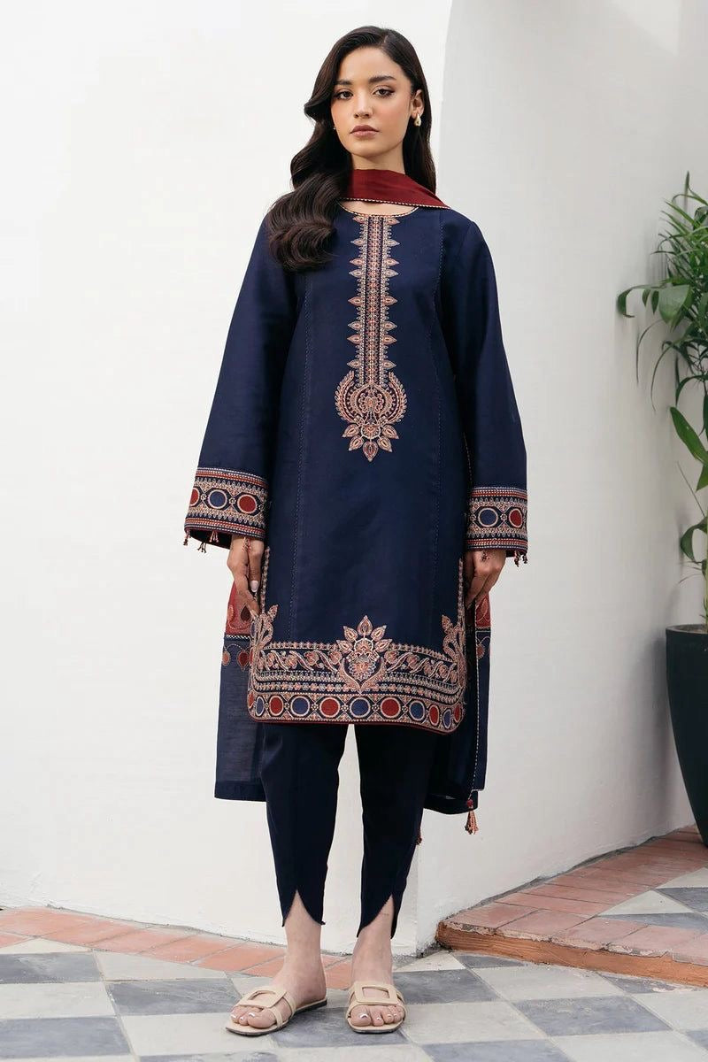 JAZMIN DHANK EMBROIDERD UNSTICH 3pc (WA-377)