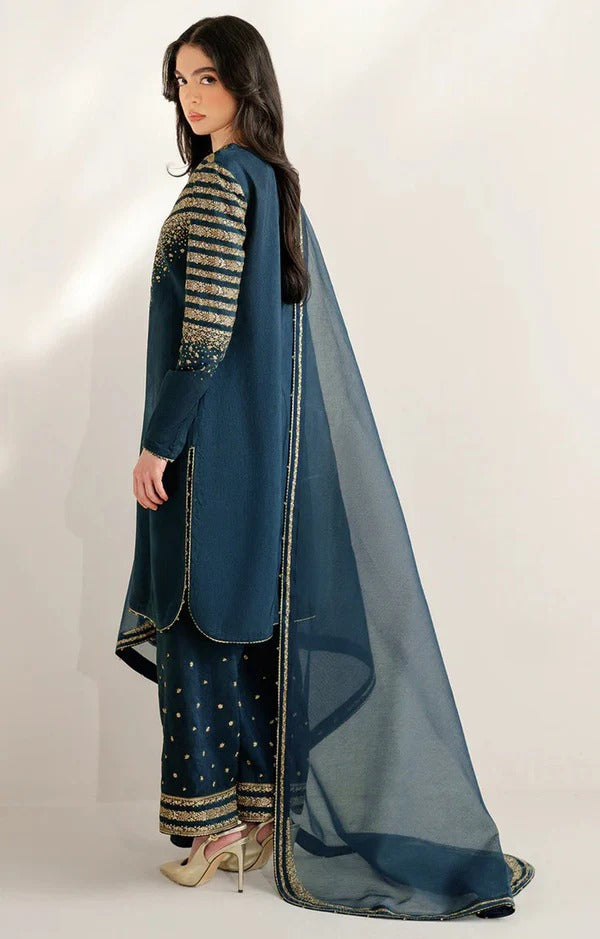 JAZMIN EMBROIDERD LAWN UNSTICH 3PC (NEAVY BLU)