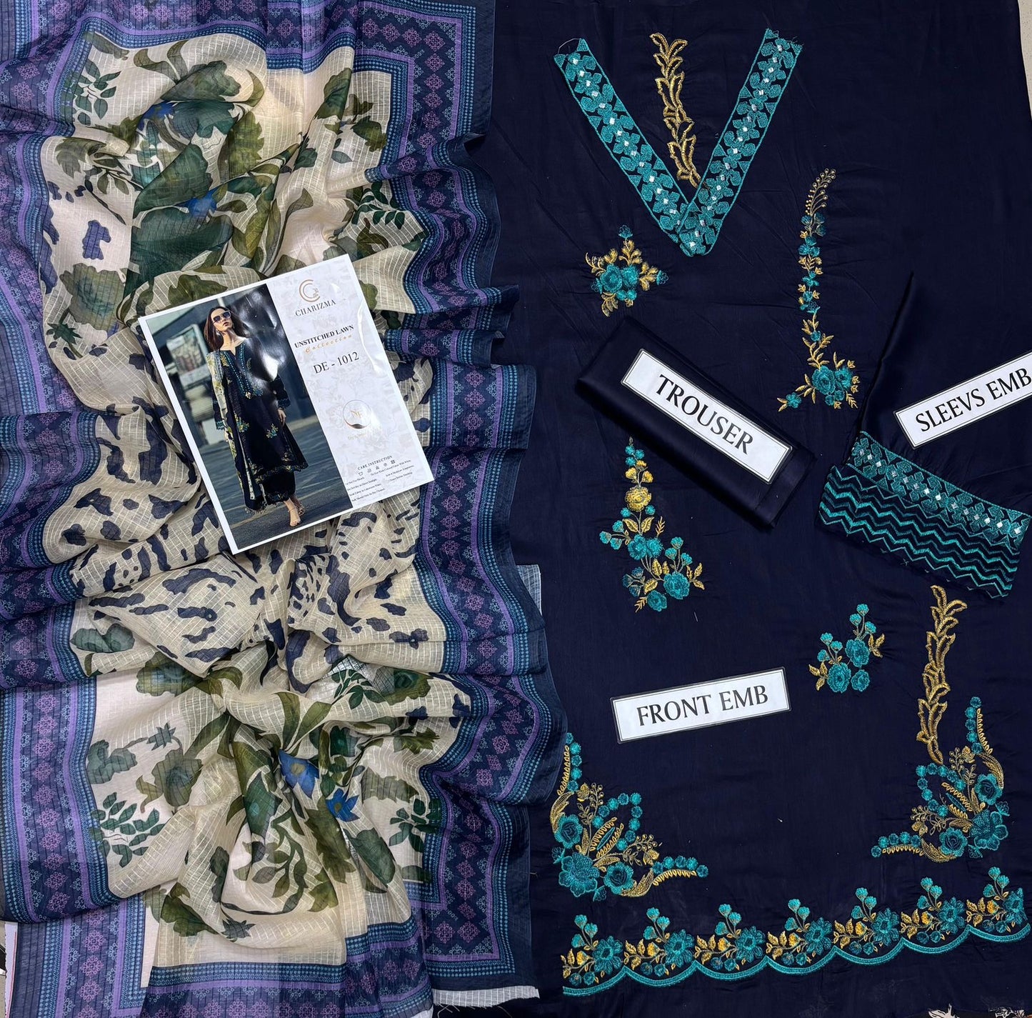 CHIRZMA MOST DEMANDING ARTICAL LAWN EMBROIDERD UNSTICH 3PC (WA-7890)