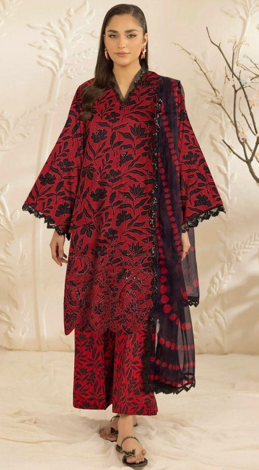 MOHAGNI APLIC WORK LINEN UNSTICH 3pc(WA-980)