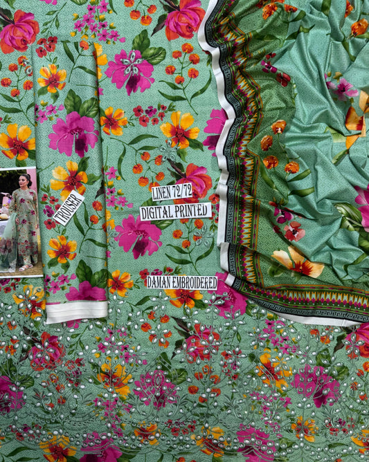 IZNIK APLIC WORK LINEN UNSTICH 3pc(WA-754)