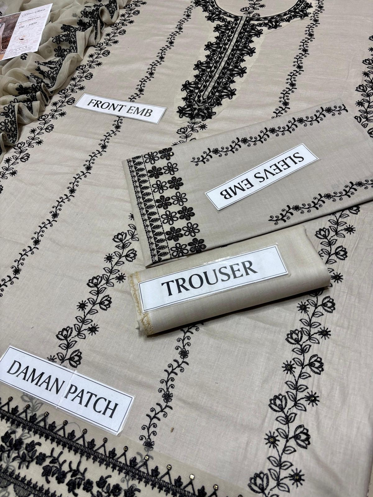 CROOS STICH LAWN EMBROIDERD UNSTICH 3PC (WA-6477)