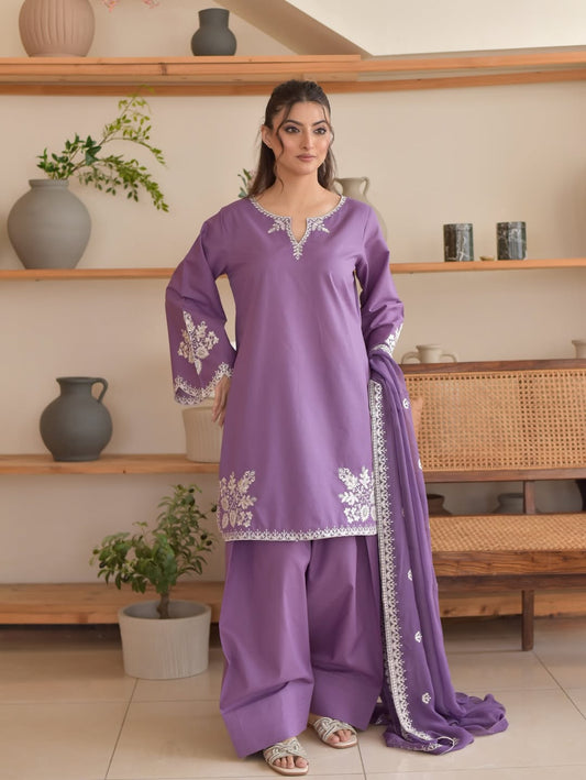 ASH-LUXURY EMBROIDERD LAWN 3pc (WA-5689)
