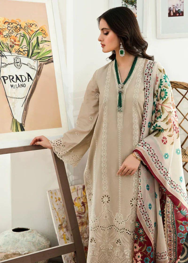 MARIA B DHANK EMBROIDERD UNSTICH 3pc (WA-390)