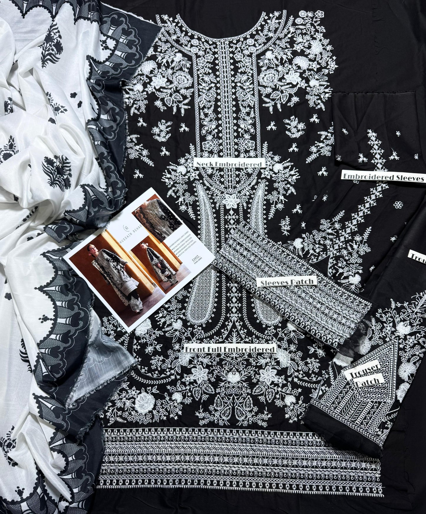 HUSSAIN REHAR EMBROIDERD LAWN UNSTICH 3PC (WA-8934)