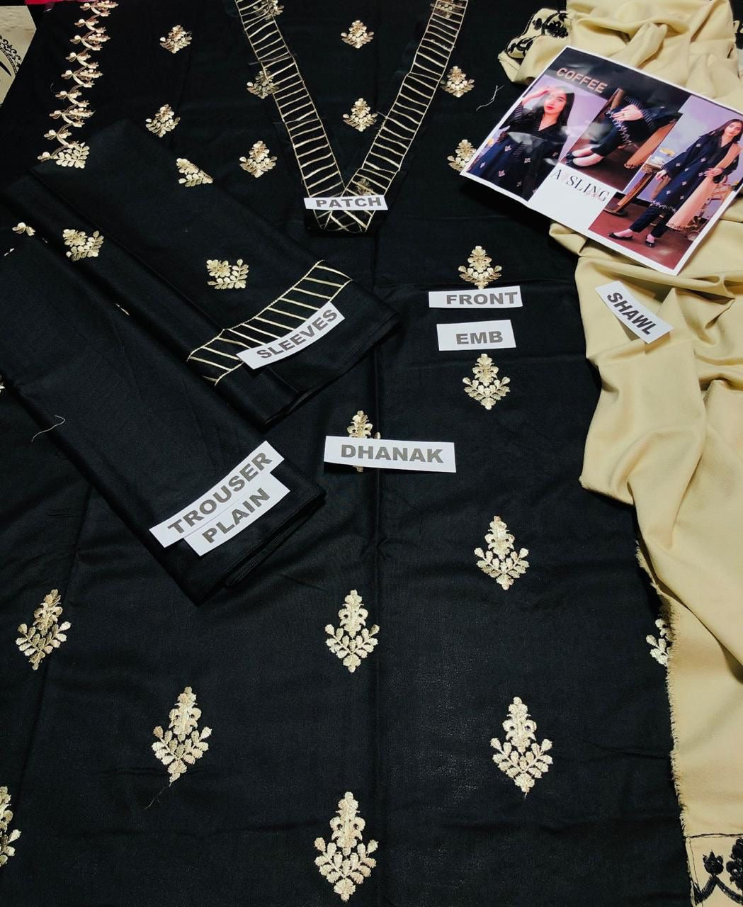 ASLING DHANAK EMBROIDERD UNSTICH 3pc (WA-175)