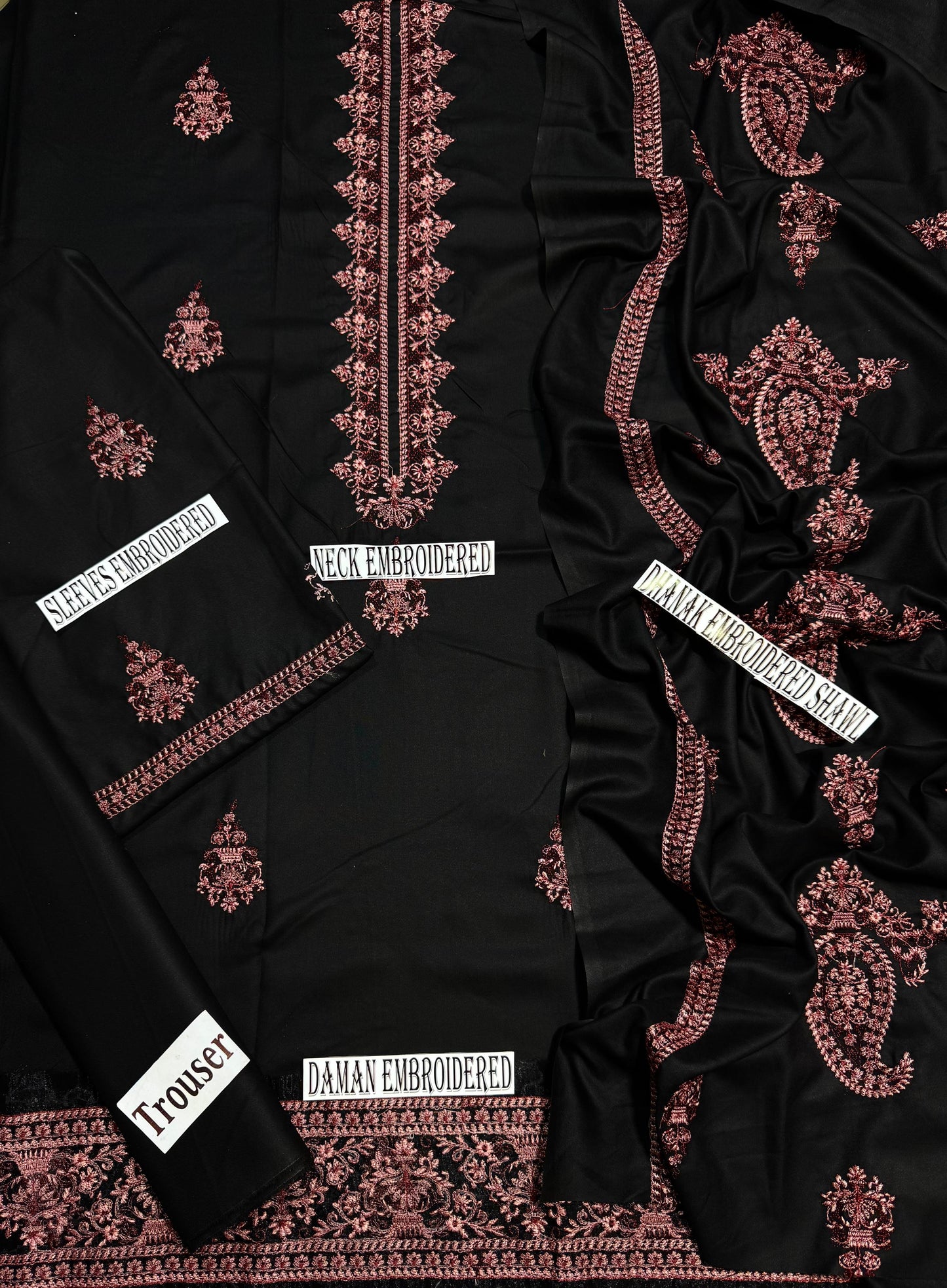 BAREEZE DHANK EMBROIDERD UNSTICH 3pc (WA-866)