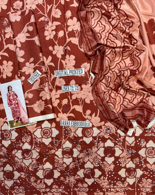 IZNIK APLIC WORK LINEN UNSTICH 3pc (WA-615)