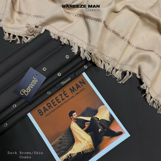 BAREEZE MAN WOOLKEN PAIR WASH&WEAR (DARK BROWN)
