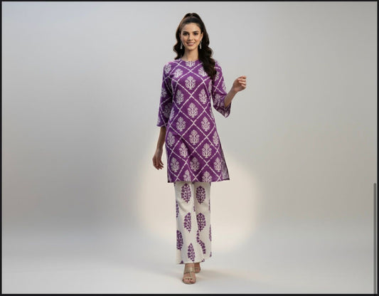 SHANAYA KHADDAR 2PC CORD-SET (PURPAL)