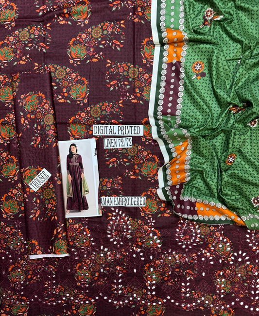 JAZMIN APLIC WORK LINEN UNSTICH 3pc(WA-785)