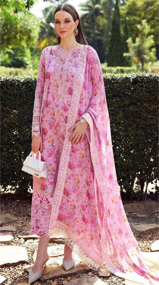 ZAINAB CHOTANI APLIC WORK LINEN UNSTICH 3pc(WA-635)