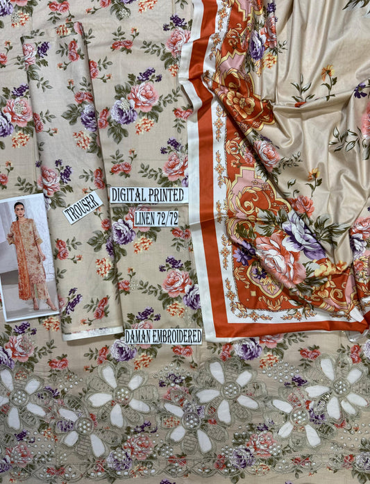 IZNIK APPLIC WORK LINEN UNSTICH 3pc (WA-725)