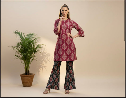 SHANAYA KHADDAR 2PC CORD-SET (DARK PINK)