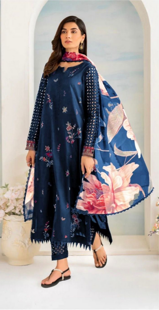 LIME LIGHT-DHANK EMBROIDERD UNSTICH 3pc(WA-558)