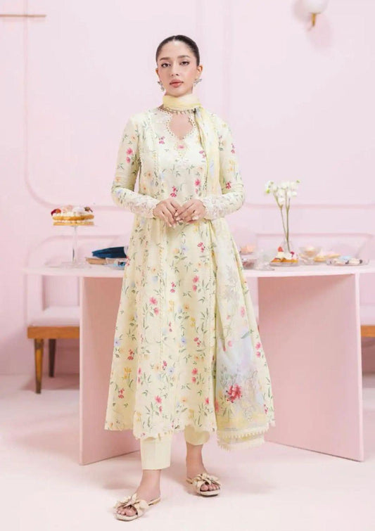 QALAMKAR APPLIC WORK LINEN UNSTICH 3pc(WA-834)